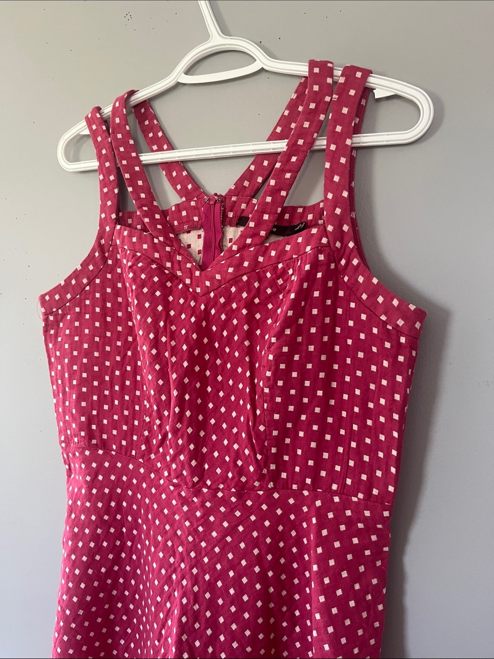 Doe & Rae Raspberry Pink Square Print Dress Large - Picture 4 of 6